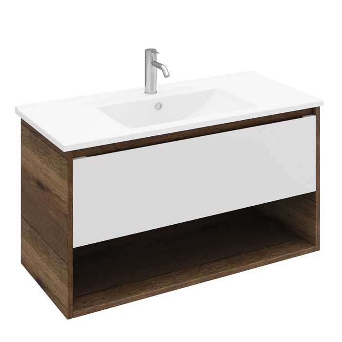 Тумба подвесная LAPARET POLARIS 100, дуб Рока/белый матовый, LP-WCAB-100-222-11