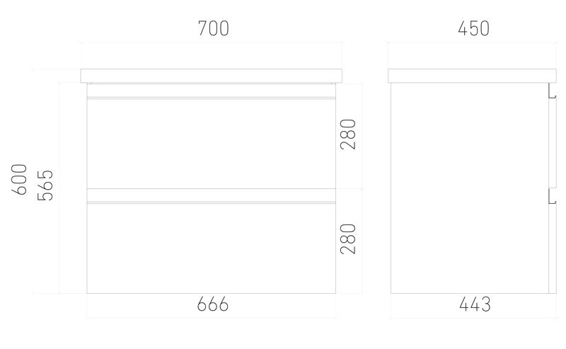 Тумба в ванную LAPARET ELECTRA 70 под умывальник Creavit Ideal 70, белый глянец — изображение 3