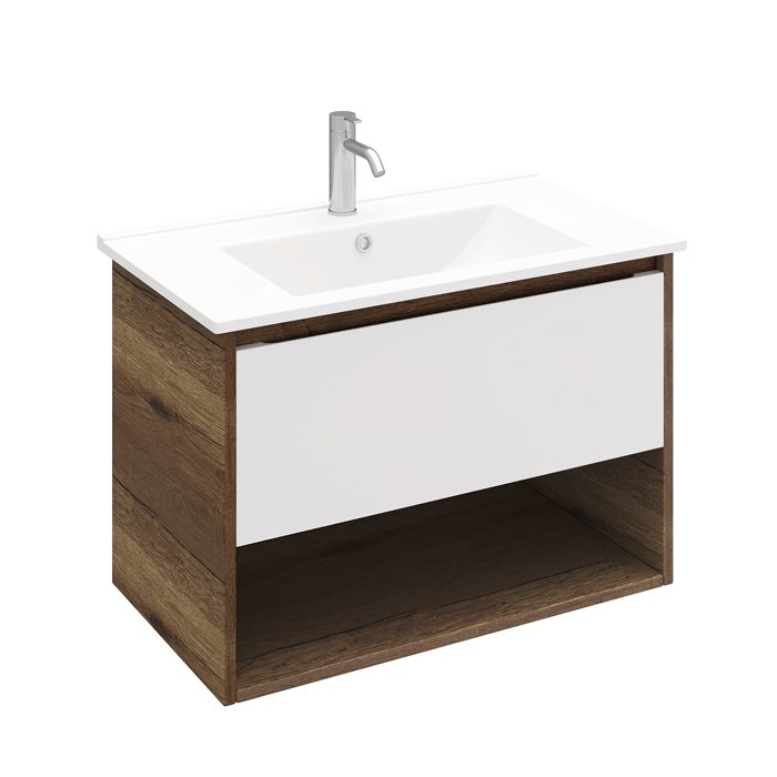 Тумба в ванную LAPARET POLARIS 80 под умывальник Creavit Su 80, дуб Рока/белый