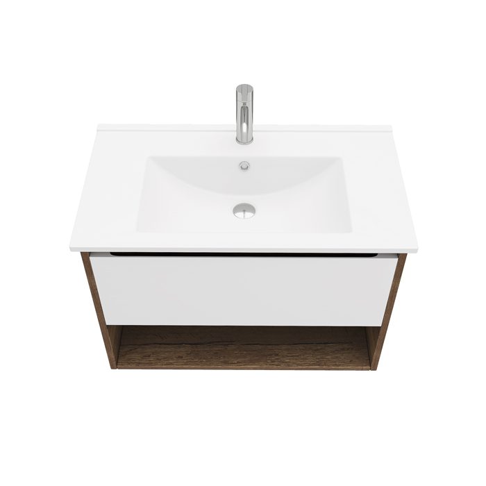 Тумба в ванную LAPARET POLARIS 80 под умывальник Creavit Su 80, дуб Рока/белый — изображение 3