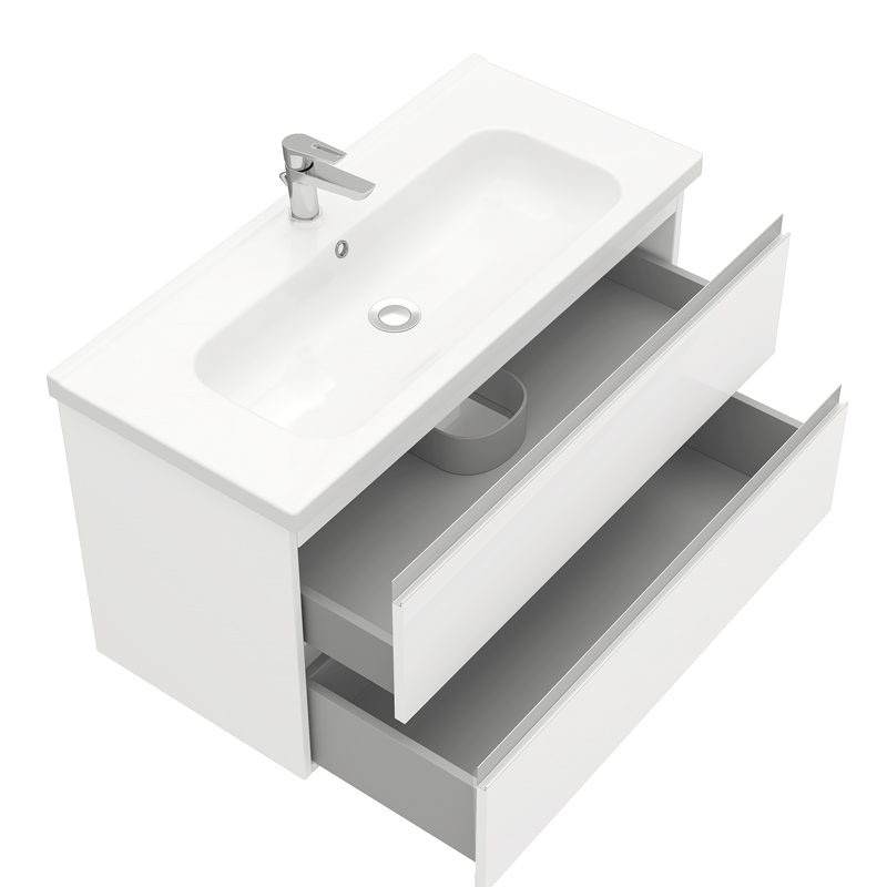 Тумба в ванную LAPARET ELECTRA 100 под умывальник Creavit Ideal 100, белый глянец — изображение 2