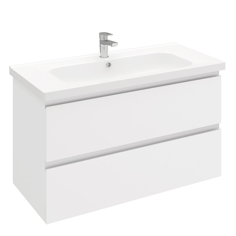 Тумба в ванную LAPARET ELECTRA 100 под умывальник Creavit Ideal 100, белый глянец