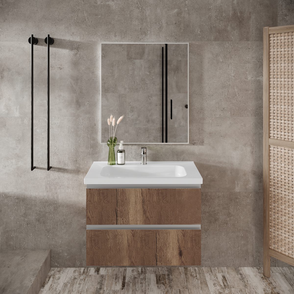 Тумба в ванную LAPARET ELECTRA 70 под умывальник Creavit Ideal 70, дуб Рока — изображение 2