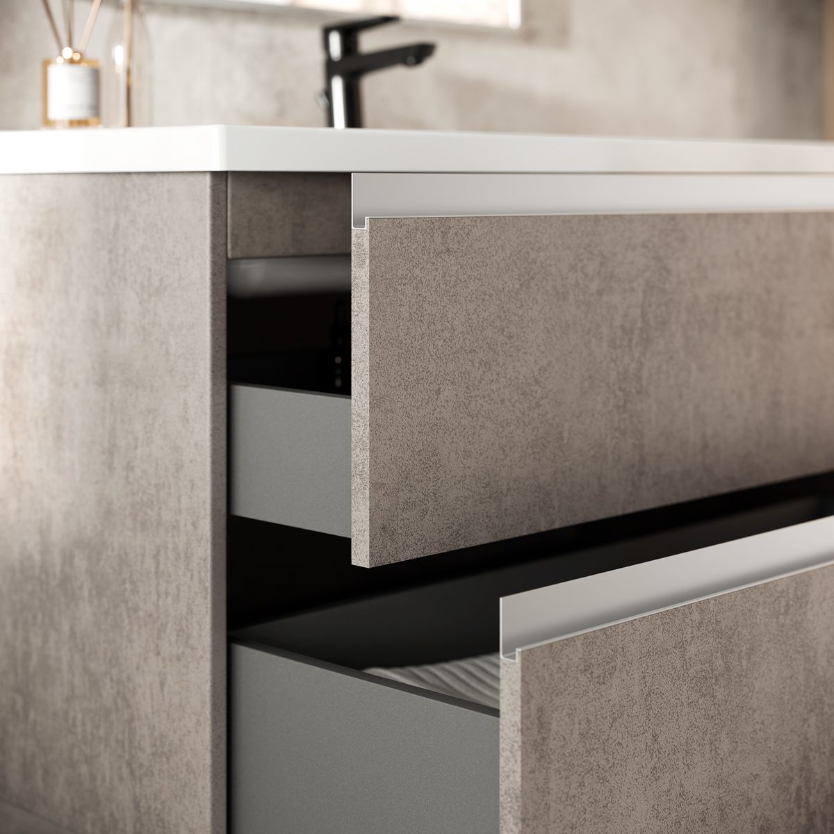 Тумба в ванную LAPARET ELECTRA 80 под умывальник Creavit Ideal 80, хромикс серебро — изображение 4