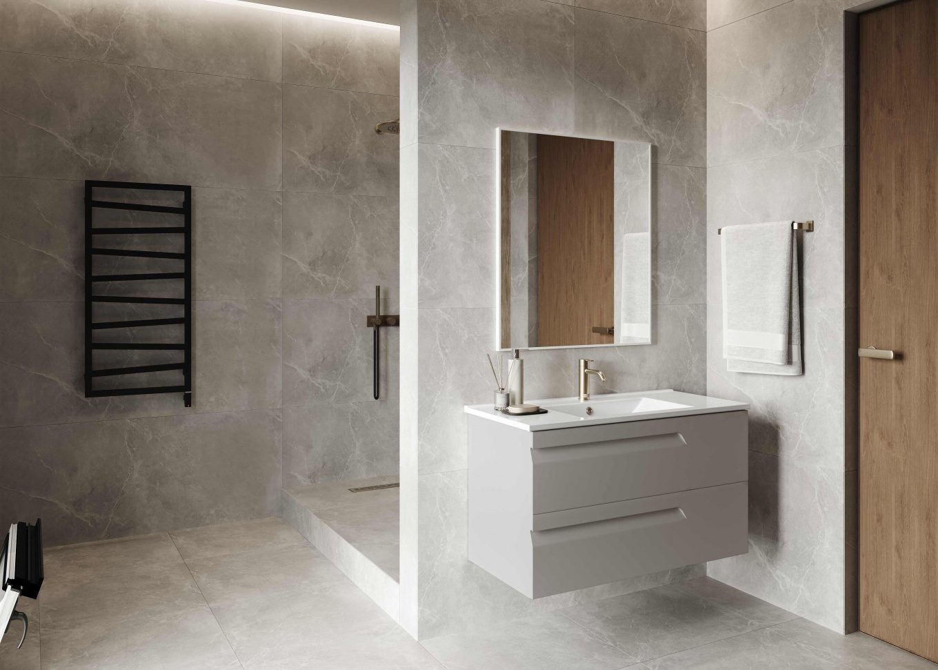 Тумба в ванную LAPARET ATLAS 100 под умывальник Creavit Su 100, кашемир — изображение 4