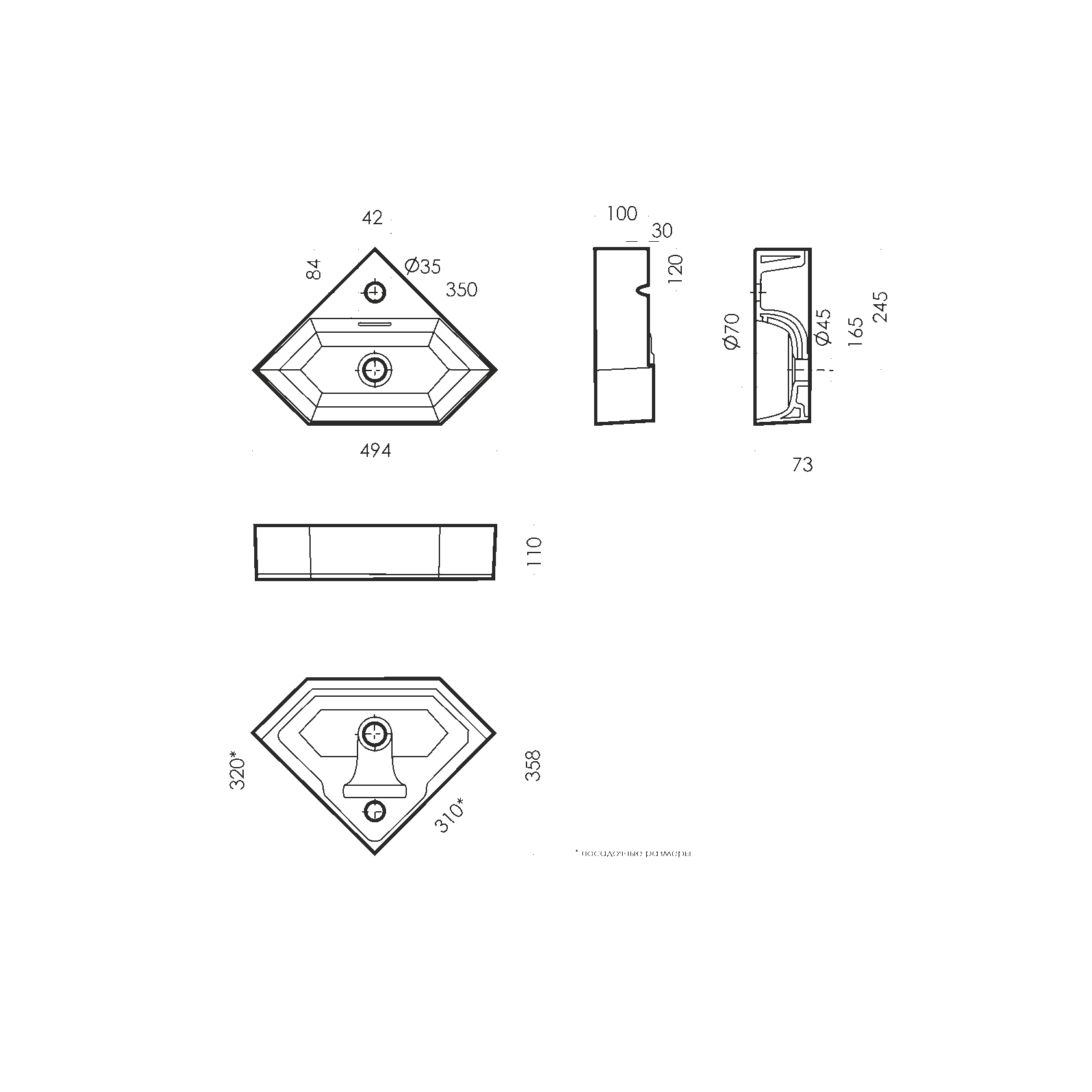 Умывальник угловой Sanita Luxe Line 35, WB.CR/Line/35-C/WHT.G/S1 — изображение 2