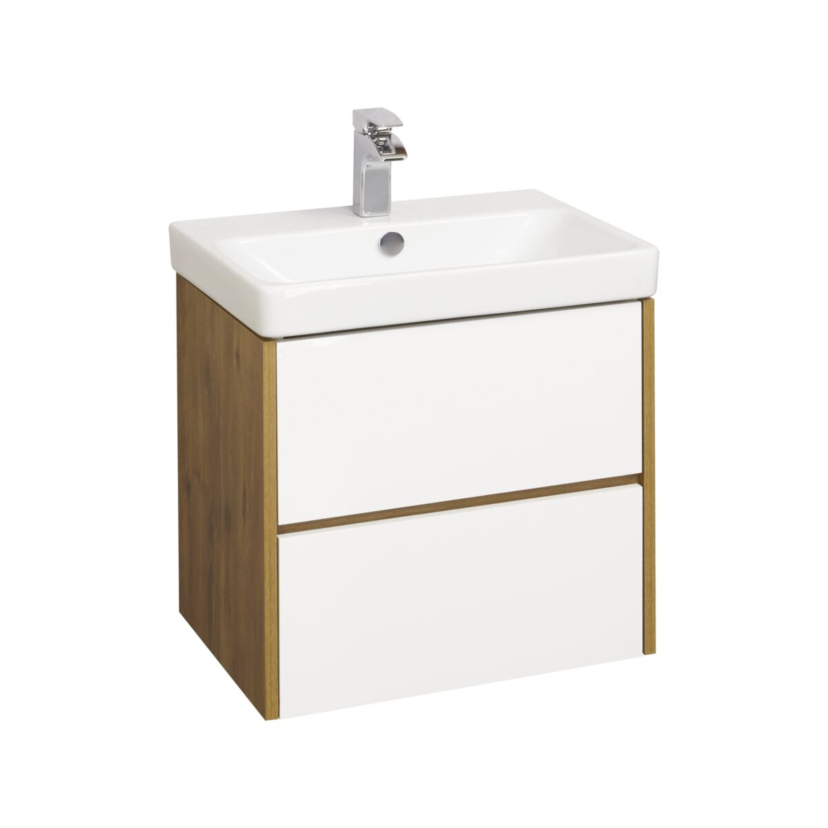 Комплект: тумба в ванную Aquaton Сканди 70 с умывальником Santek Адриана 70, белый/дуб рустикальный, 1A2518V0SDZ90
