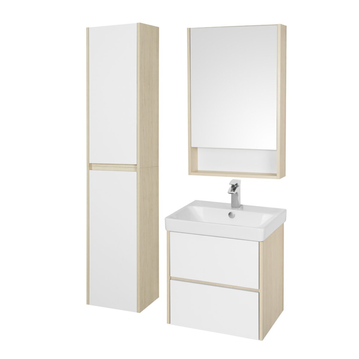 Комплект: тумба в ванную Aquaton Сканди 55 с умывальником Santek Адриана 55, белый/дуб рустикальный, 1A2517K0SDZ90 — изображение 5