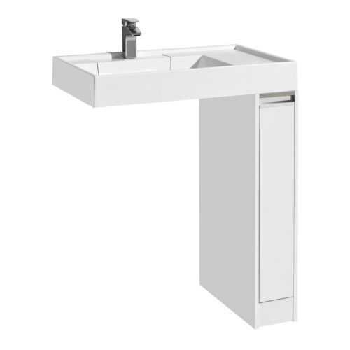 Комплект: тумба в ванную Aquaton Лондри 200 с умывальником Рейн 80, белый, 1A2361V0LH010