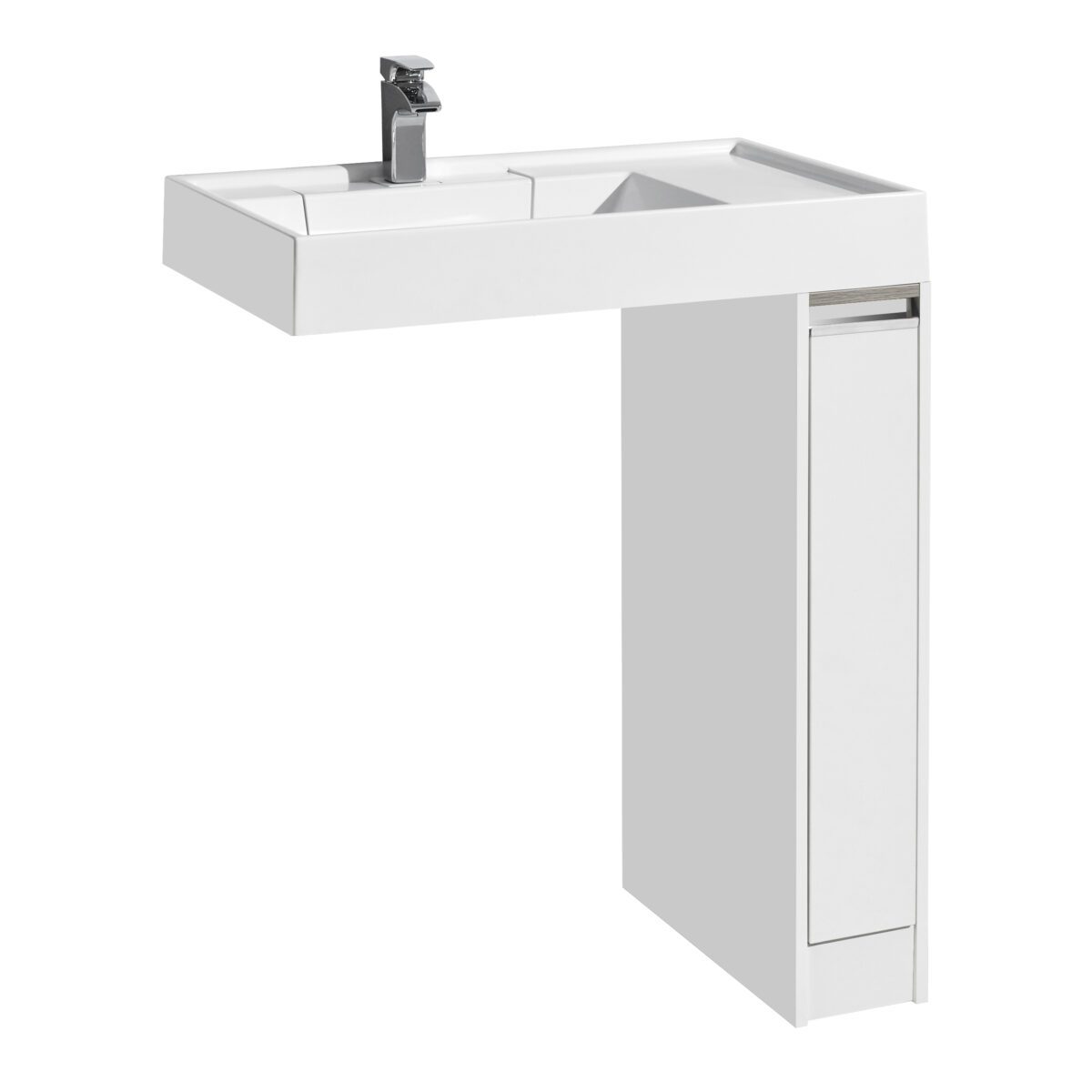 Комплект: тумба в ванную Aquaton Лондри 200 с умывальником Рейн 80, белый, 1A2361V0LH010