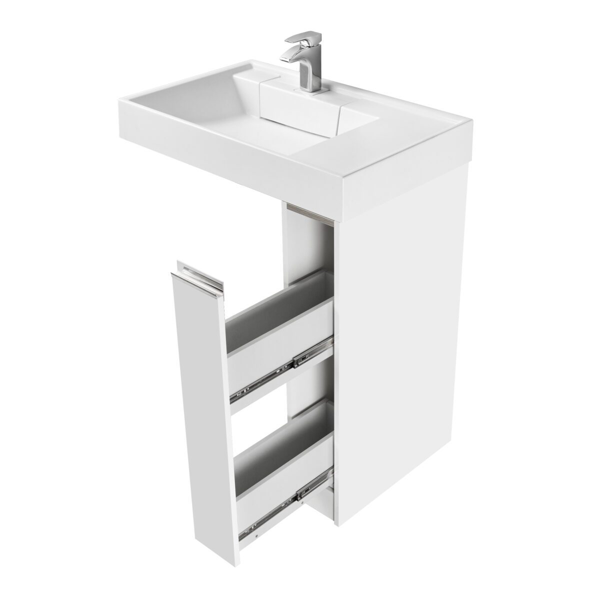 Комплект: тумба в ванную Aquaton Лондри 200 с умывальником Рейн 80, белый, 1A2361V0LH010 — изображение 5