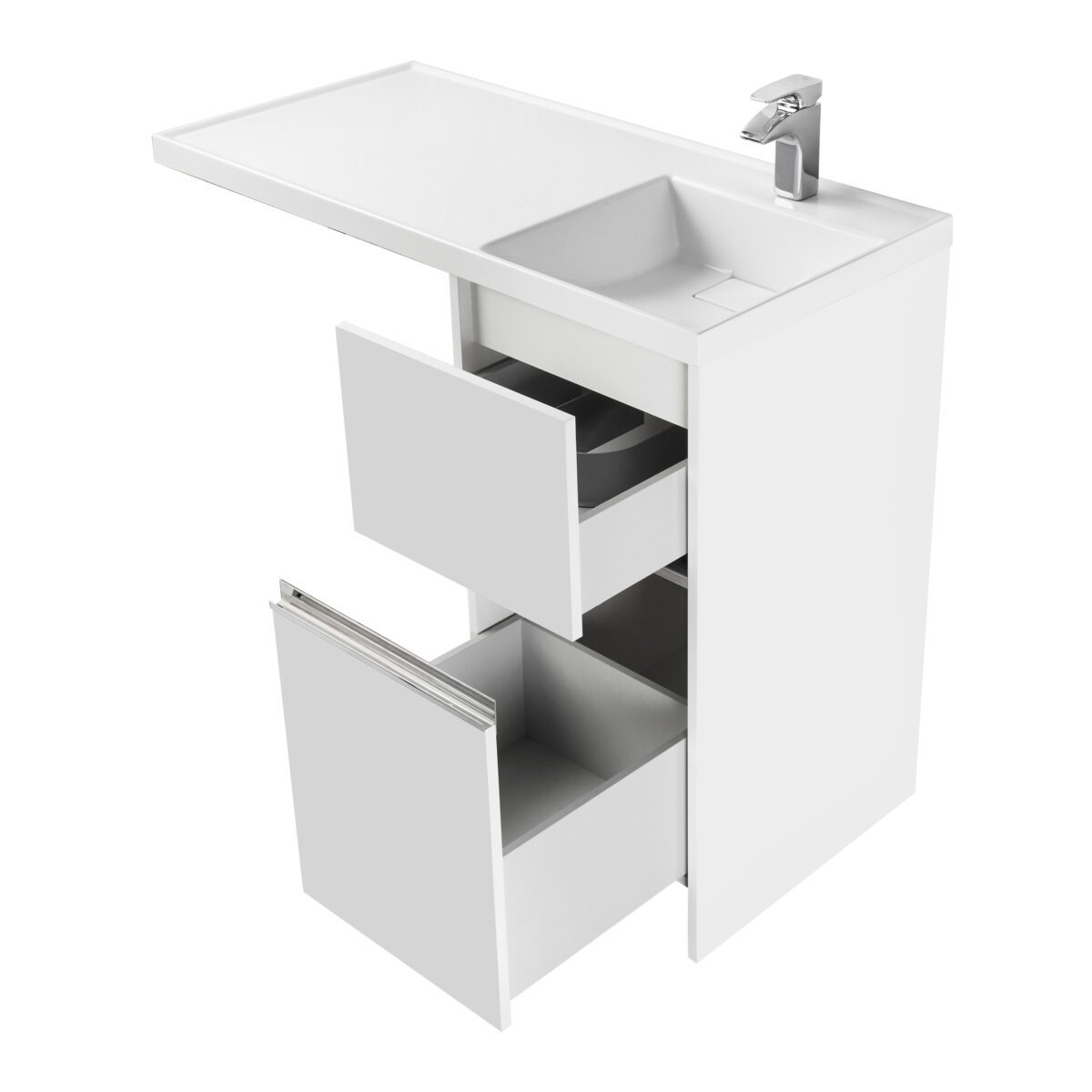 Комплект: тумба в ванную Aquaton Лондри 400 (левая) с умывальником Aquaton Лондри 1050, белый, 1A2360K1LH010 — изображение 2