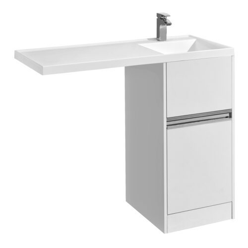 Комплект: тумба в ванную Aquaton Лондри 400 (правая) с умывальником Aquaton Лондри 1050, белый, 1A2360V0LH010