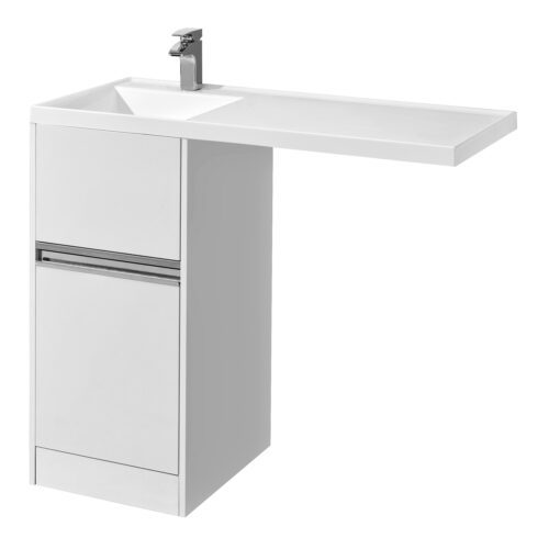 Комплект: тумба в ванную Aquaton Лондри 400 (левая) с умывальником Aquaton Лондри 1050, белый, 1A2360K1LH010