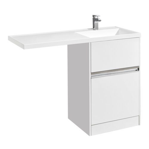 Комплект: тумба в ванную Aquaton Лондри 600 (правая) с умывальником Aquaton Лондри 1200, белый, 1A2359V0LH010