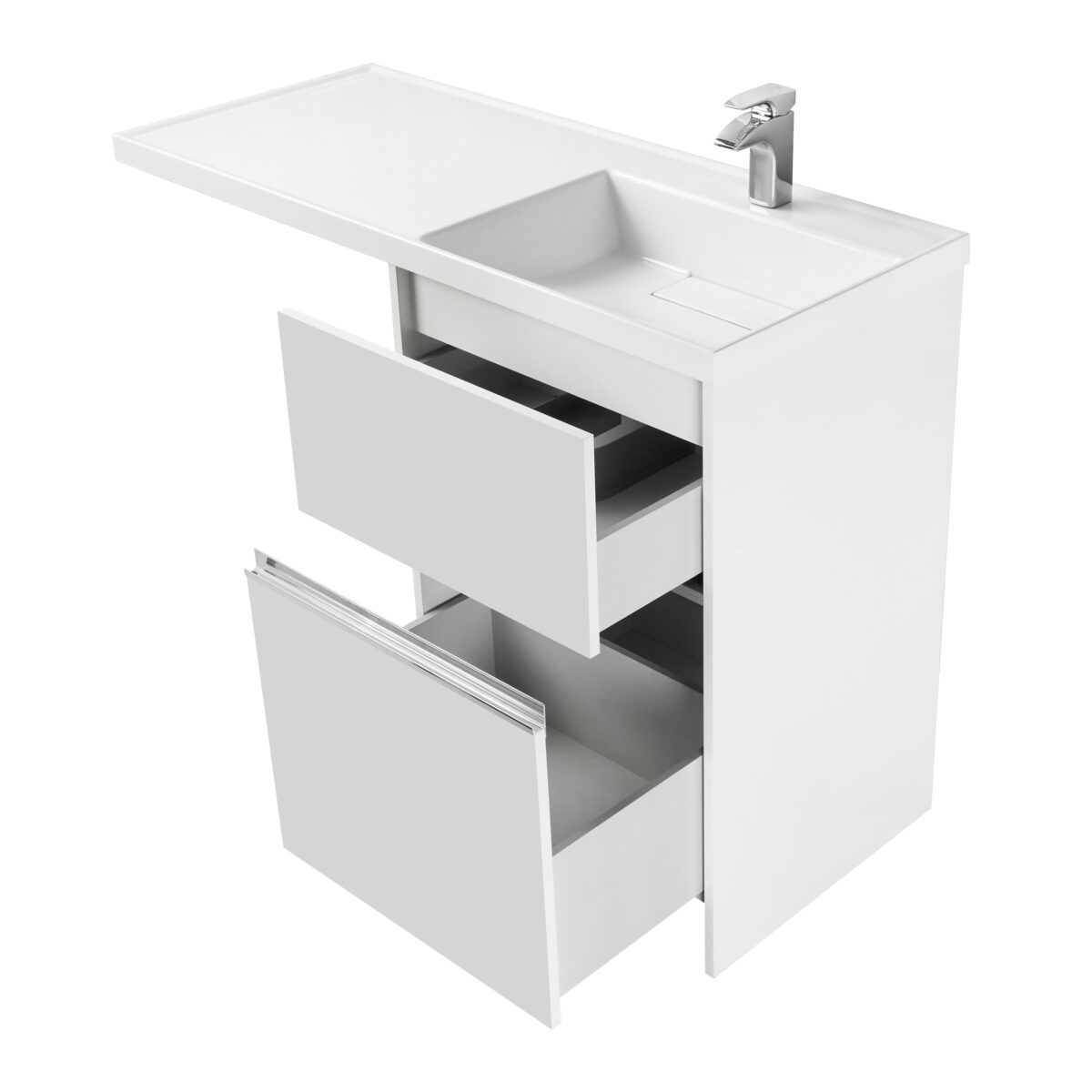 Комплект: тумба в ванную Aquaton Лондри 600 (левая) с умывальником Aquaton Лондри 1200, белый, 1A2359K1LH010 — изображение 8