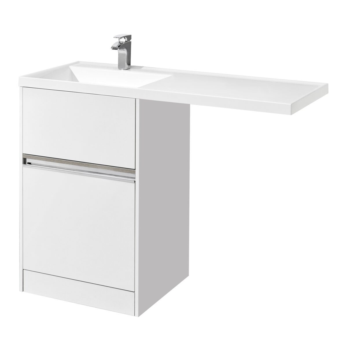Комплект: тумба в ванную Aquaton Лондри 600 (левая) с умывальником Aquaton Лондри 1200, белый, 1A2359K1LH010