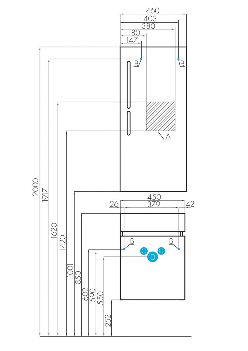 Комплект: тумба в ванную Aquaton Эклипс М (правая) с умывальником Santek Эрис 46, белый/эбони светлый, 1A1728V0EK49R — изображение 3