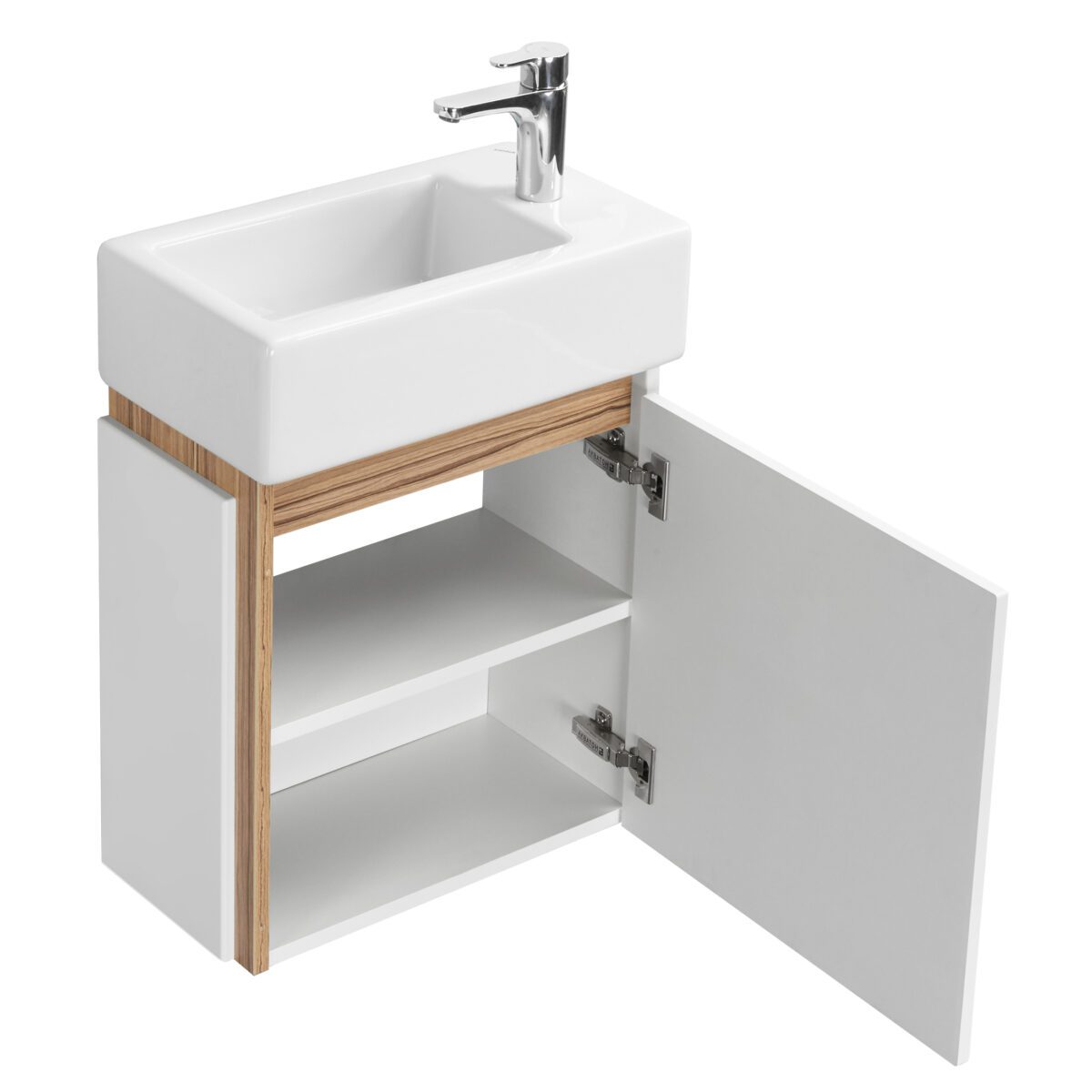 Комплект: тумба в ванную Aquaton Эклипс М (правая) с умывальником Santek Эрис 46, белый/эбони светлый, 1A1728V0EK49R — изображение 5