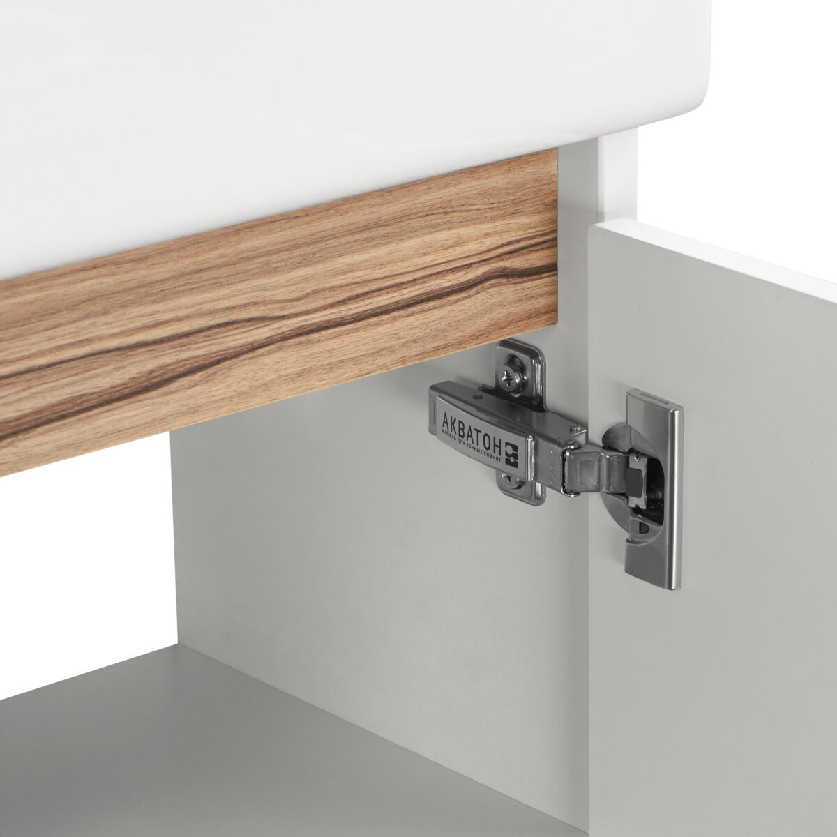 Комплект: тумба в ванную Aquaton Эклипс М (правая) с умывальником Santek Эрис 46, белый/эбони светлый, 1A1728V0EK49R — изображение 4