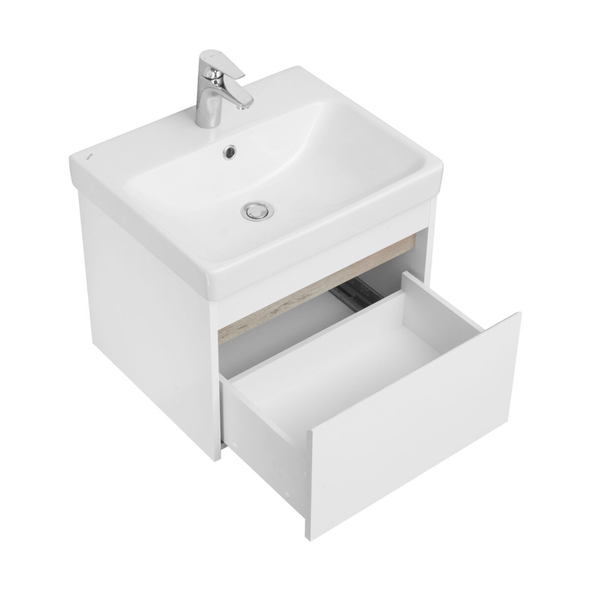 Комплект: тумба в ванную Aquaton Марти 55 с умывальником Santek Адриана 55, белый, 1A2632V0MY010 — изображение 3