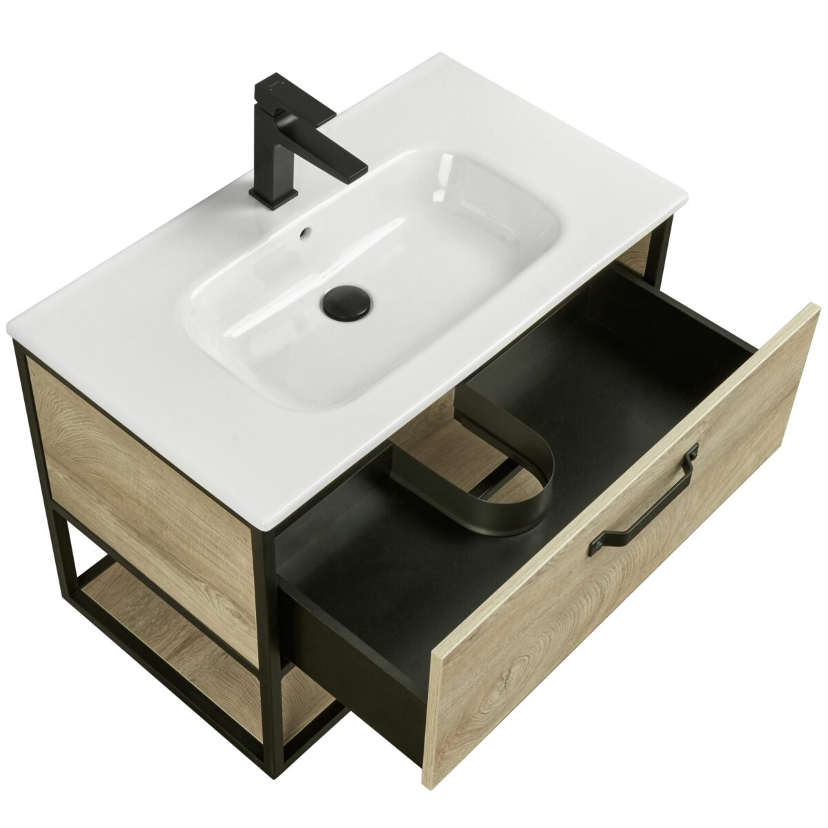 Тумба в ванную Aquaton Лофт Фабрик 80 под умывальник Фабиа 80, дуб Эндгрейн, 1A242401LTDU0 — изображение 2