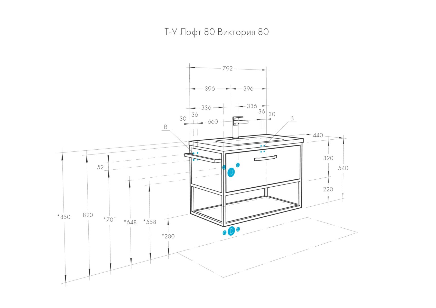 Тумба в ванную Aquaton Лофт Фабрик 80 под умывальник Фабиа 80, дуб Эндгрейн, 1A242401LTDU0 — изображение 3