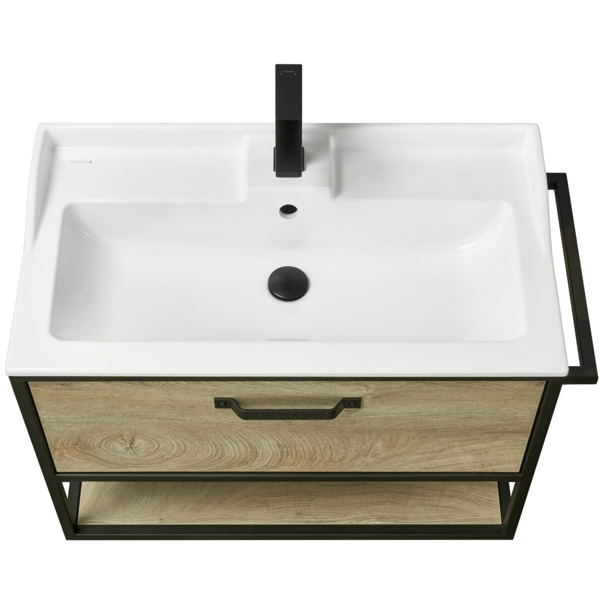 Тумба в ванную Aquaton Лофт Фабрик 80 под умывальник Aquaton Фабиа 80, дуб эндгрейн — изображение 2