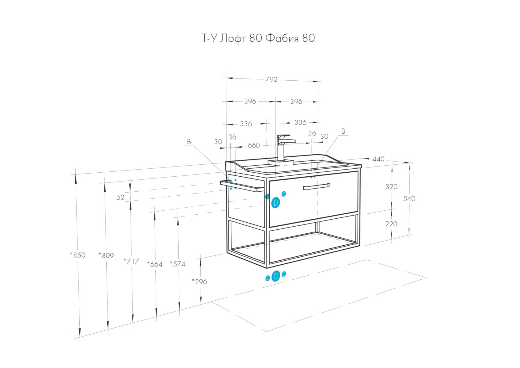 Тумба подвесная Aquaton Лофт Фабрик 80, дуб Кантри, 1A242401LTDY0 — изображение 3