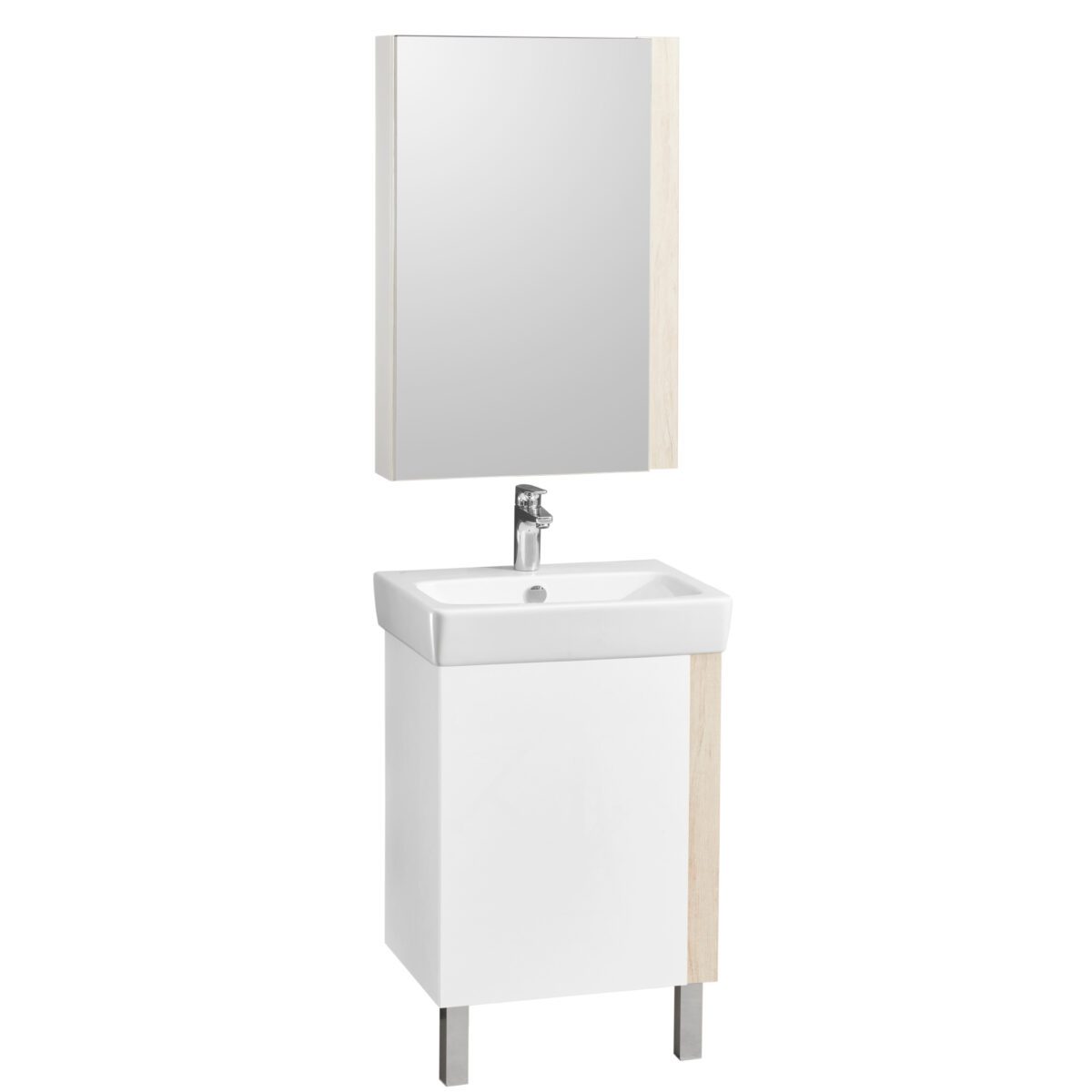 Комплект: тумба в ванную Aquaton Кантри 50 с умывальником Santek Нео 50, белый/дуб верона, 1A2578V0AHB20 — изображение 6