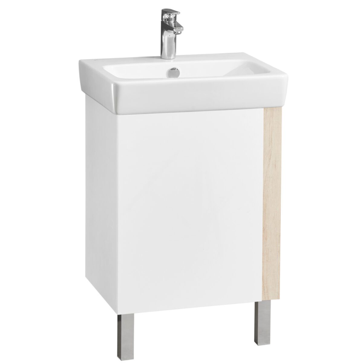 Комплект: тумба в ванную Aquaton Кантри 55 с умывальником Santek Нео 55, белый/дуб верона, 1A2576V0AHB20