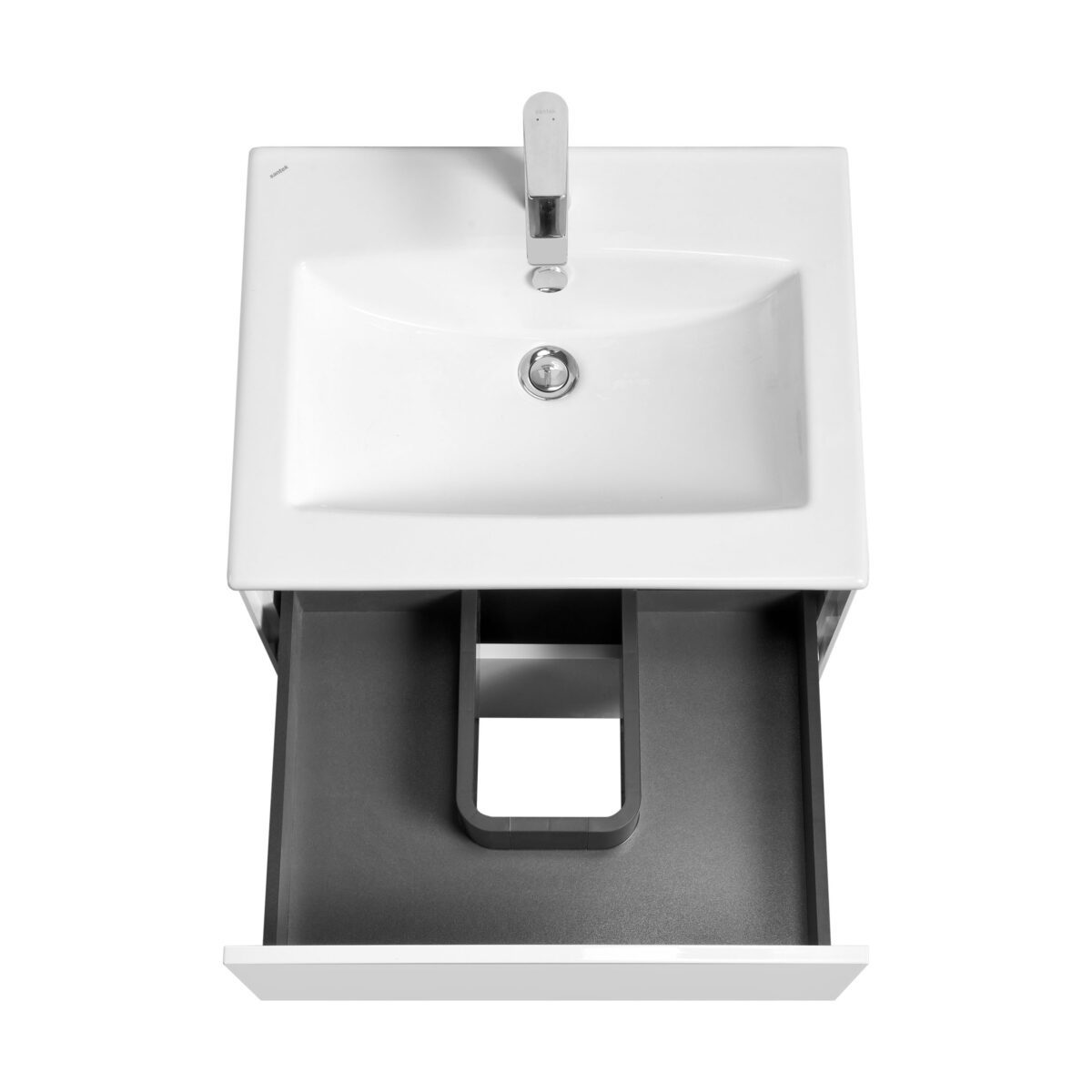 Комплект: тумба в ванную Aquaton Сохо 60 с умывальником Santek Элина 60, белый, 1A2580V0AJ010 — изображение 2