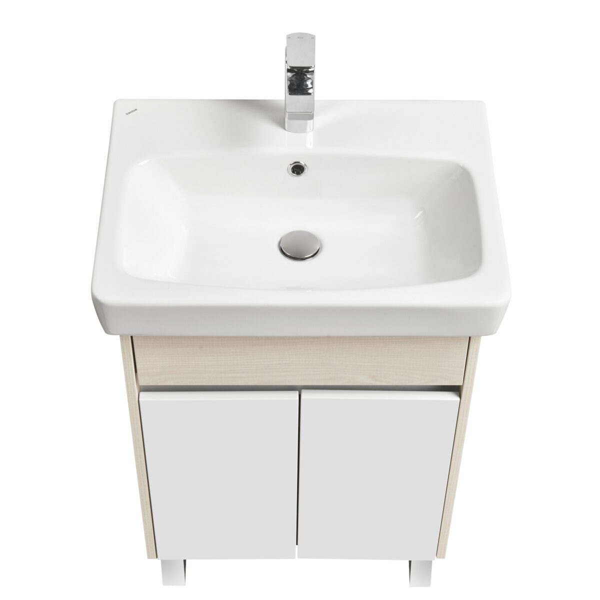 Комплект: тумба в ванную Aquaton Верди 60 Н с умывальником Santek Нео 60, белый/ясень Фабрик, 1A2077V0VDAV0 — изображение 2