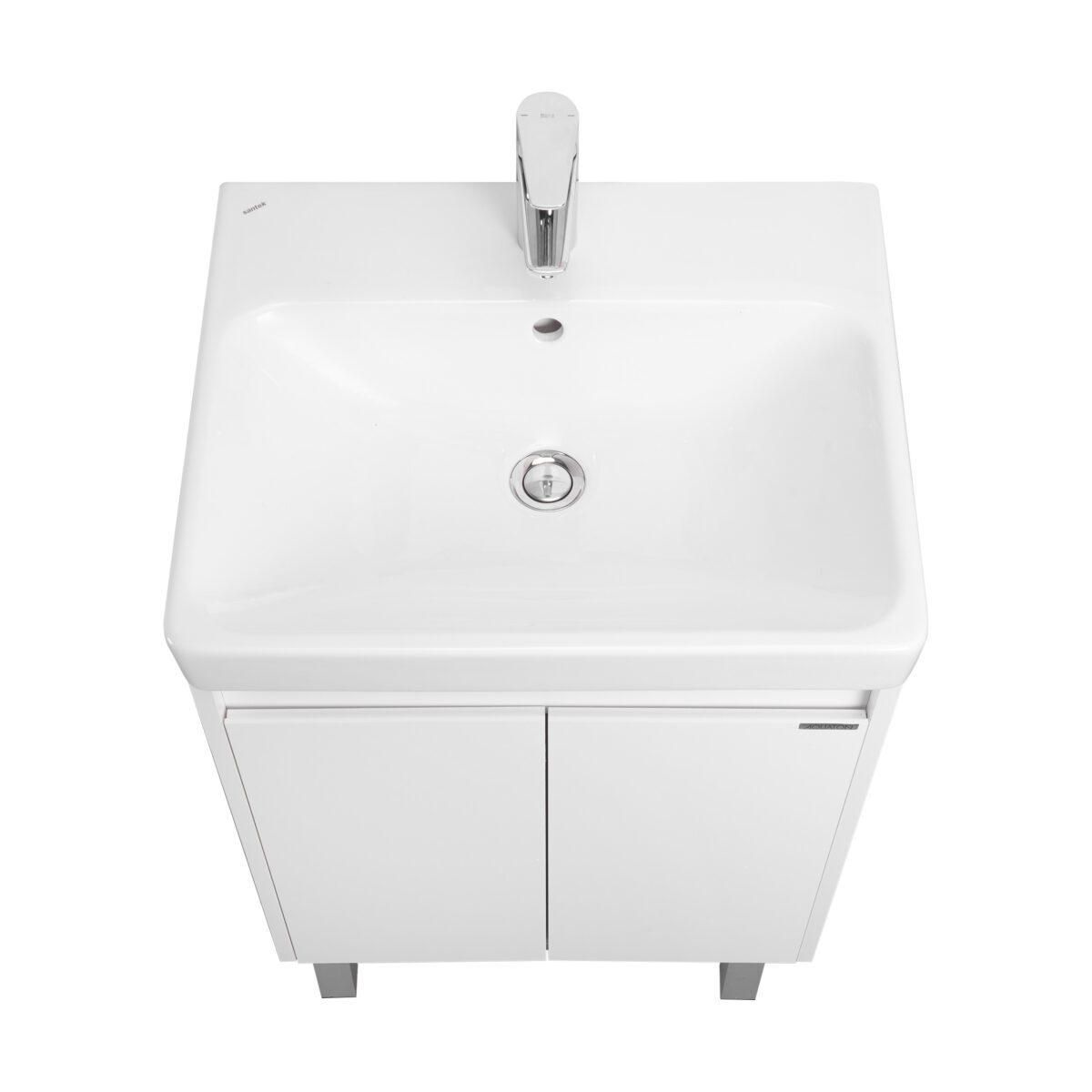 Комплект: тумба в ванную Aquaton Сканди Doors 55 с умывальником Santek Адриана 55, белый/дуб Верона, 1A2788V0SDB20 — изображение 4