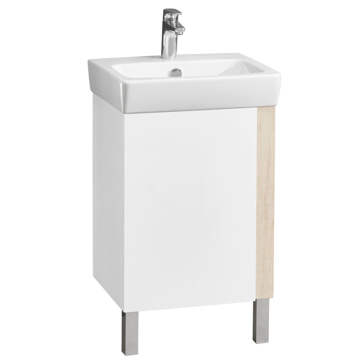 Комплект: тумба в ванную Aquaton Кантри 50 с умывальником Santek Нео 50, белый/дуб верона, 1A2578V0AHB20