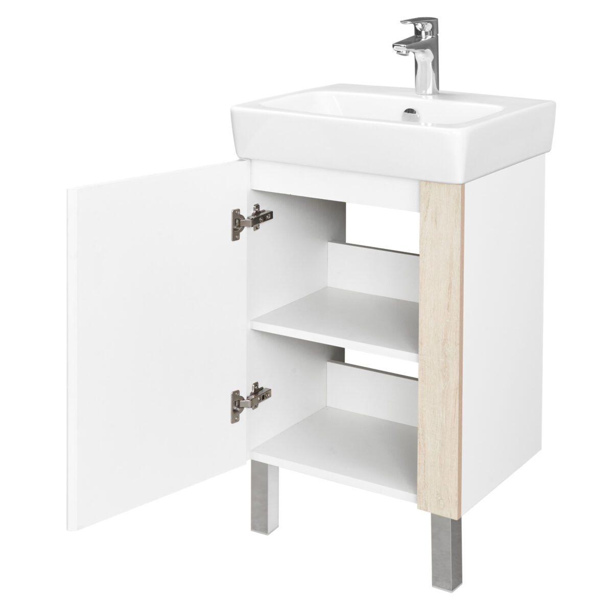 Комплект: тумба в ванную Aquaton Кантри 50 с умывальником Santek Нео 50, белый/дуб верона, 1A2578V0AHB20 — изображение 8