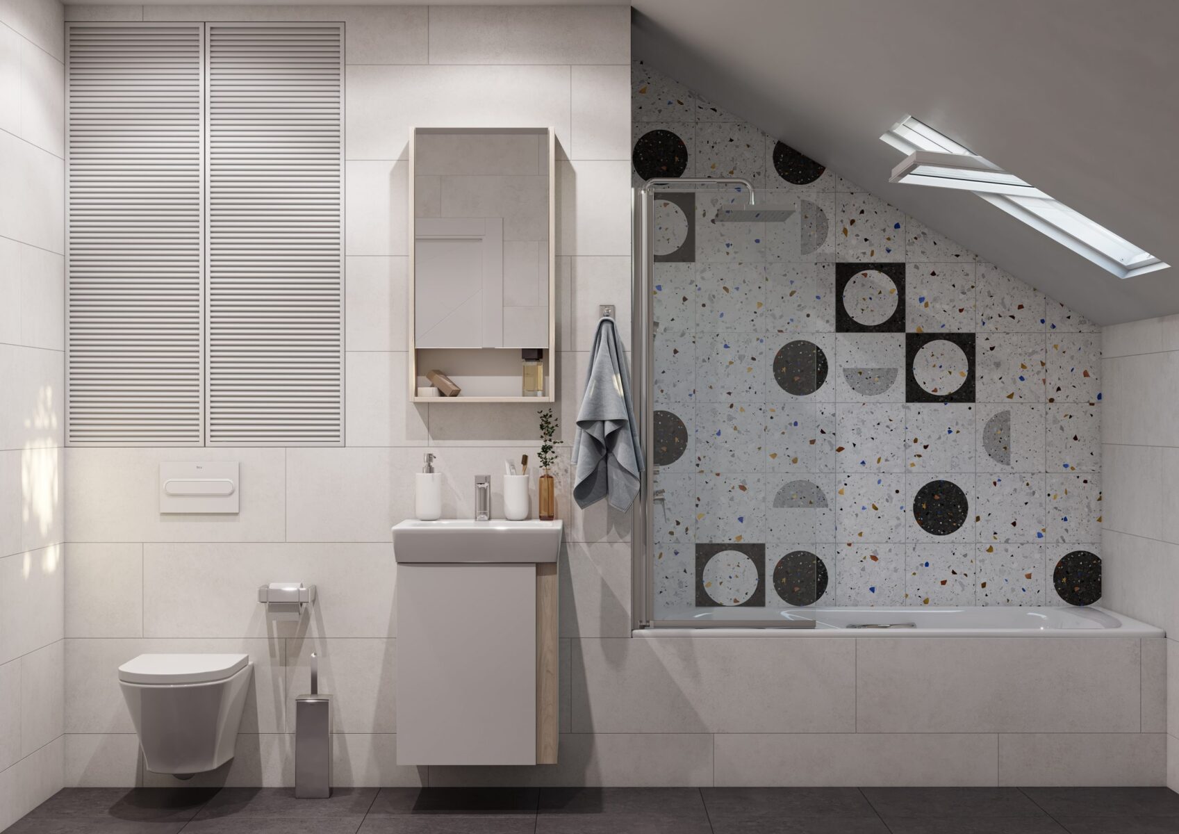 Комплект: тумба в ванную Aquaton Кантри 50 с умывальником Santek Нео 50, белый/дуб верона, 1A2578V0AHB20 — изображение 2