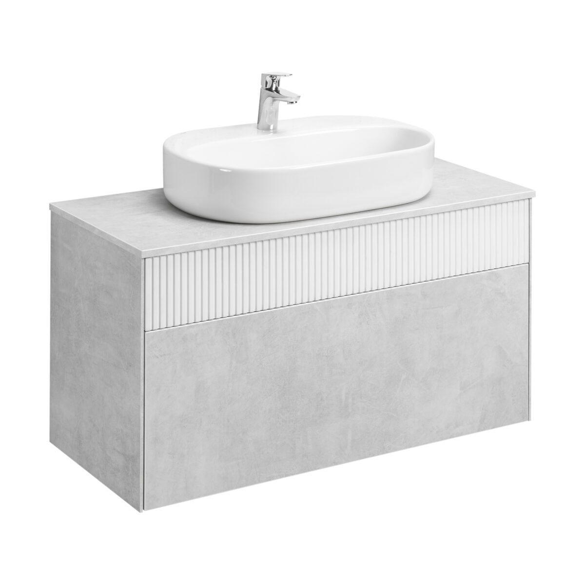 Тумба подвесная Aquaton Марбл 100 Слэйт/Белый матовый, 1A276301MH4C0