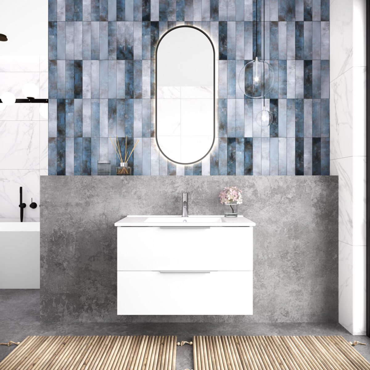 Тумба в ванную LAPARET FOCUS 100 под умывальник Cerastyle Arte 100, белый — изображение 4