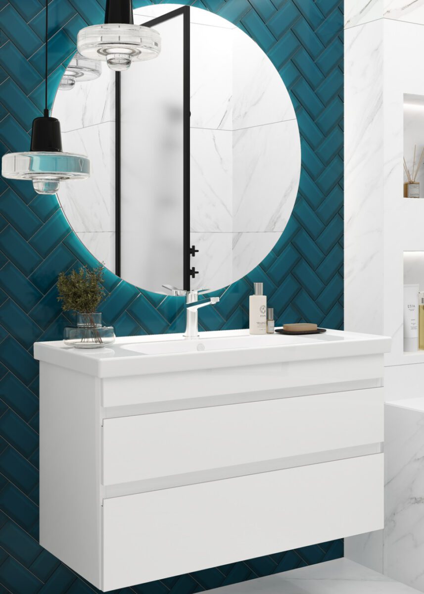 Тумба в ванную LAPARET SARGAS 100 под умывальник Cerastyle Frame 100, белый — изображение 5