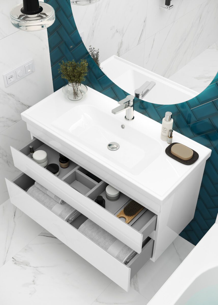 Тумба в ванную LAPARET SARGAS 100 под умывальник Cerastyle Frame 100, белый — изображение 6