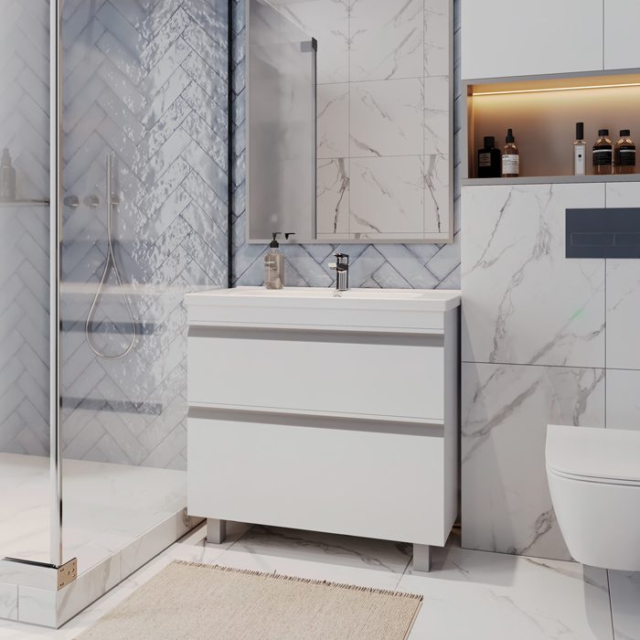 Тумба в ванную LAPARET VENUS 100 под умывальник Creavit Ideal 100, белый — изображение 7