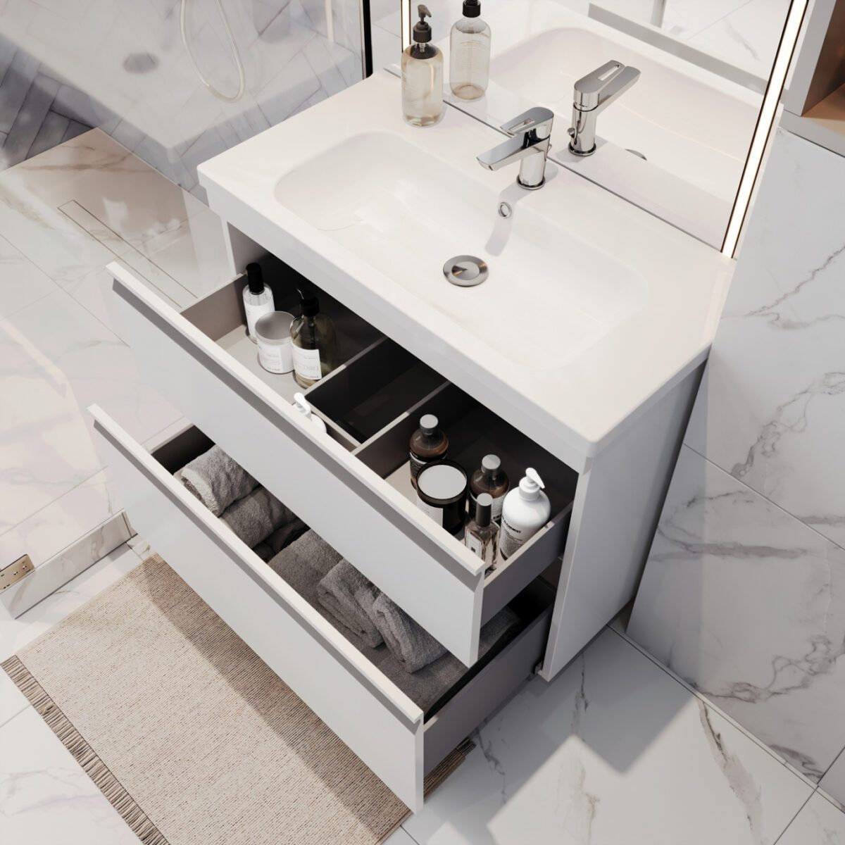 Тумба в ванную LAPARET VENUS 100 под умывальник Creavit Ideal 100, белый — изображение 5