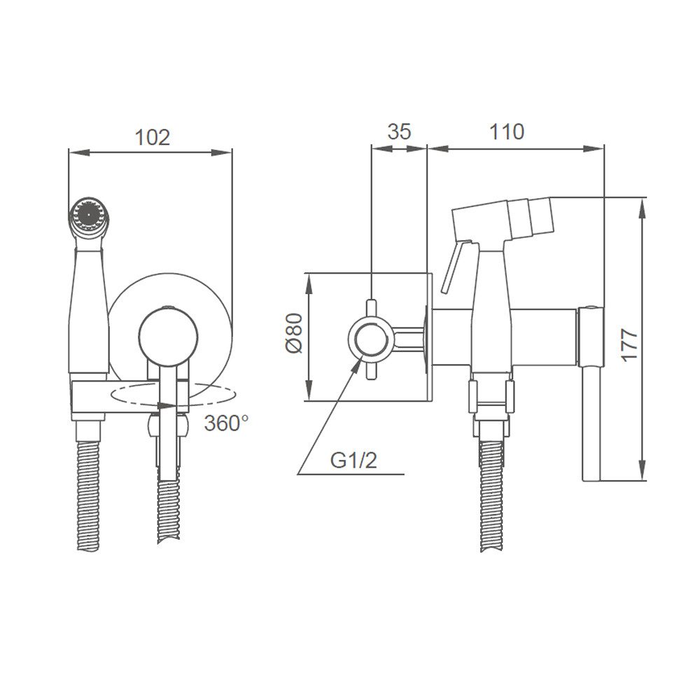 Смеситель скрытого монтажа для гигиенического душа Gappo G7206, хром — изображение 4