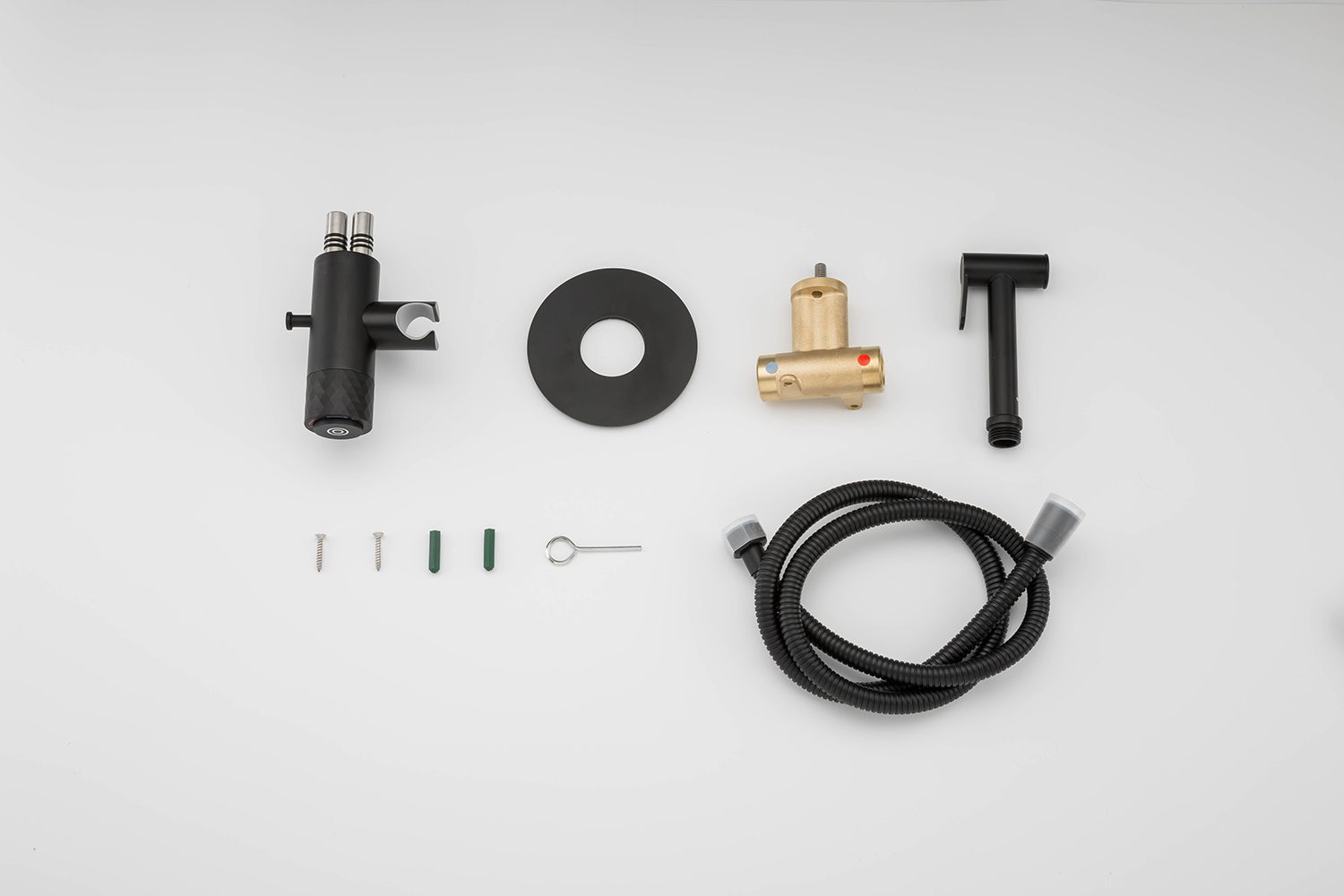 Кнопочный смеситель скрытого монтажа для гигиенического душа Gappo G7288-6, черный — изображение 8