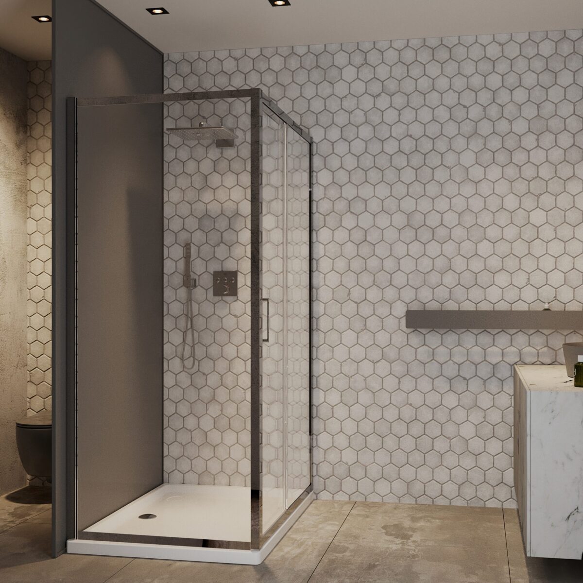 Душевой уголок Roxen Caspia 55060-100 (1000*800*1950; прозрачное/хром)