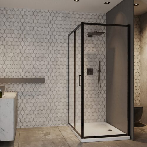 Душевой уголок Roxen Caspia 55060-100B (1000*800*1950; прозрачное/чёрный)