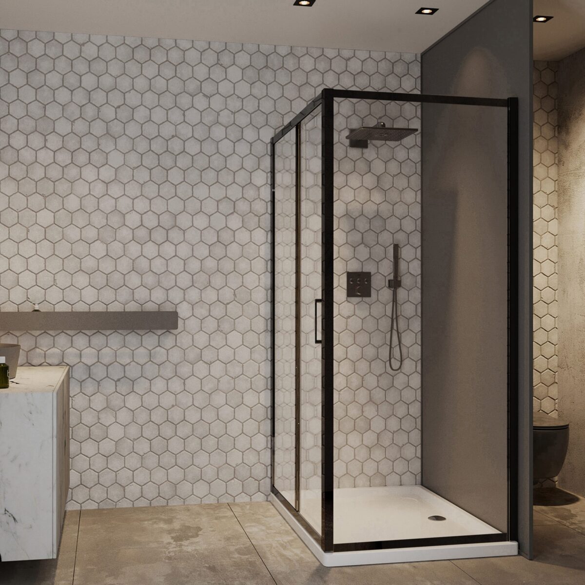 Душевой уголок Roxen Caspia 55060-100B (1000*800*1950; прозрачное/чёрный)