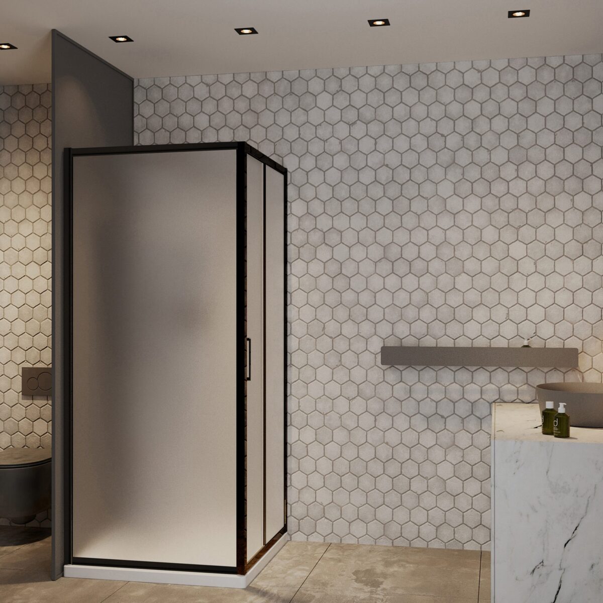 Душевой уголок Roxen Caspia 55060-100BС матовое/чёрный