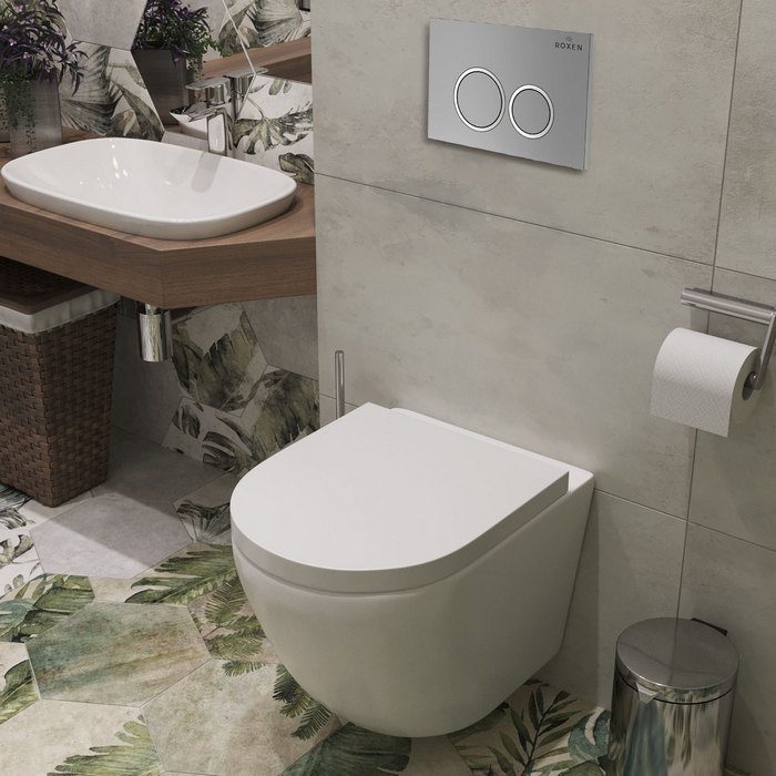 Комплект инсталляции Roxen StounFix Dual Fresh с унитазом Antares 530185-02 и кнопкой Santi (хром/матовая), 530326 — изображение 2